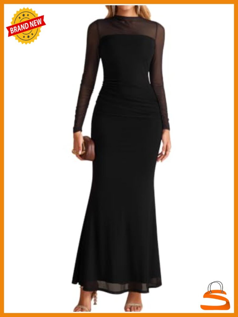 Long Sleeve Floral Mesh Maxi Dress Formal Wedding Guest Fall